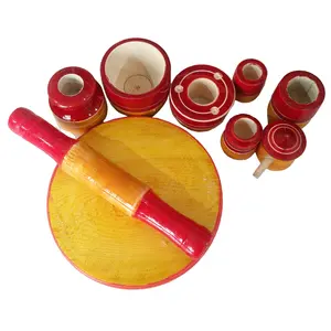 VARANASI WOODEN TOYS Channapatna Wooden Cooking Set for Kid's in Multi Color