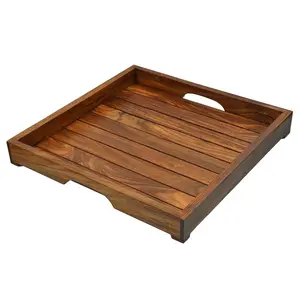 VARANASI WOODEN TOYS Elegant Wooden Hand Crafted Fruit Serving Tray for Dining Table 13 inch