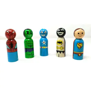VARANASI WOODEN TOYS Wooden Peg Toy ( Super Hero Set of 5 )