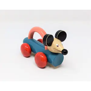 VARANASI WOODEN TOYS Push Along Jerry Car Handcrafted Eco Friendly Non Toxic Smooth Edges for Kids Children