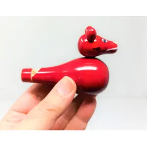 VARANASI WOODEN TOYS Wooden Whistle Handcrafted Sound Toy Discover Sounds Develops Sensory Skills for Kids Toddlers Children (Red Fox)