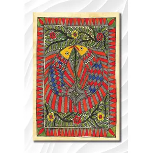 MADHUBANI PAINTINGS Laminated Poster - Colorful Fishes - Traditional Art - Madhubani Art - Laminated Paper (Laminated Paper Size 24X36 Inches MultiColor)