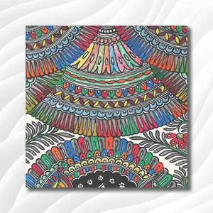 MADHUBANI PAINTINGS - Eco Vinyl Paper Poster - Colorful Madhubani - Abstract Art - Vinyl Paper Poster (Eco Vinyl Small Size17X17 Inches MultiColor)