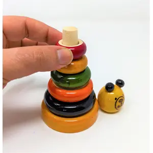 VARANASI WOODEN TOYS Wooden Stacker- Bholu Bear Educational Learning Counting Math Construction Toys for Children Kids Toddler