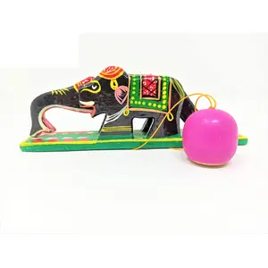 VARANASI WOODEN TOYS - The Up and Down Elephant Toy -Wooden-Handmade-Non Toxic Colors