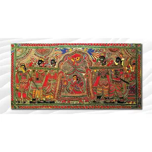 MADHUBANI PAINTINGS - Laminated Paper Poster - Palki Madhubani - Traditional Art - Madhubani Art - Laminated Paper (Laminated Paper Size 48X24 Inches Multicolor) Medium/48X24 Inches