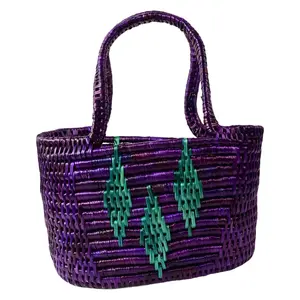 SIKKI CRAFT Handmade Sikii Grass Basket - Purple