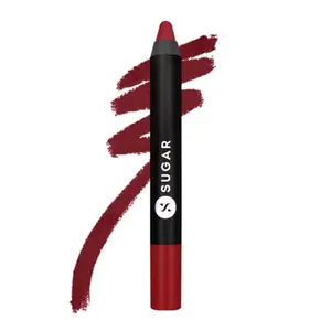 SUGAR Cosmetics Matte As Hell Crayon Lipstick10 Cherry Darling (Cherry Red) Highly pigmented Creamy Texture Long lasting Matte Finish