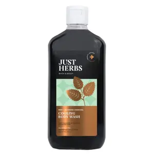 Just Herbs Deep Cleansing Cooling Body Wash with Mint and Activated Charcoal for Men and Women 10.14 fl. oz.