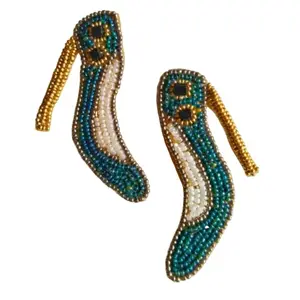 Tipsy Closet Lightweight Fashion Handmade Beaded Quirky Heels Design Statement Boho Earring Women Girls Beads Fabric Bollywood Stylish Stud Earrings Set Drops Danglers Tassel Jhumka Party Accessories