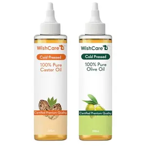 Wishcare Cold Pressed Castor & Olive Carrier Oil - 200Ml Each
