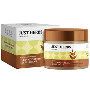 Just Herbs Organic Herbal Nourishing Facial Massage Cream With Ashwgandha & Sandalwaood for Men & Women - Suitable for Normal to Dry Skin 100g
