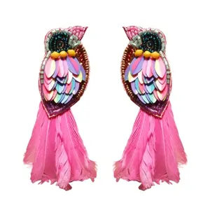 Dulcett India | Multicolor Beaded Contemporary Bird Studs Earring For Women & Girls | Light Weight Beaded Earrings For Women & Girls | Handmade Feather Beads Earrings for Women & Girls. One Size