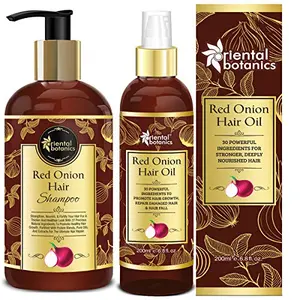 Oriental Botanics Onion Hair Care Combo | Red Onion Hair Shampoo + Red Onion Hair Oil
