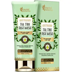 Oriental Botanics Australian Tea Tree Face Wash 100ml | For Acne Prone & Oily Skin No SLS and Paraben