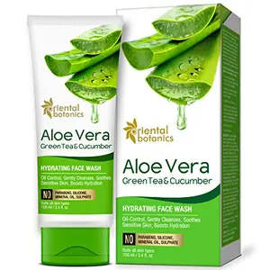 Oriental Botanics Aloe Vera Green Tea & Cucumber Hydrating Face Wash - No Sulphate Paraben Silicone 100ml