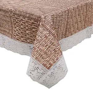 Kuber Industries Checkered Design Pvc 4 Seater Centre Table Cover (Brown) -Ctktc14358