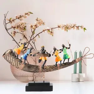 SIKKI CRAFT Antique Bastar Tribal Art Home dcor | Handmade Showpiece Gifts - Table & Office Decor - Trumpet Dance (18 inch Wrought Iron Multicolour)