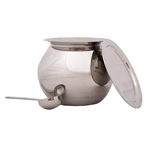 subaa Stainless Steel Pongal Pot/Gundu/Cooker/Handi 3 litres (Medium) with Lid and Spoon