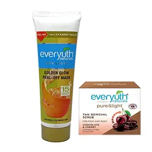 Everyuth Advanced Golden Glow Peel-off Mask 50gm and Chocolate and Cherry Tan Removal Scrub 50gm Combo Pack