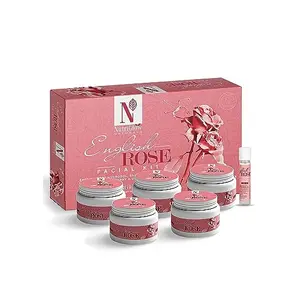 NutriGlow Natural's English Rose Facial Kit For Women With Rose Extracts Best For Reverse Aging Hyper pigmentation Treatment & Dark Spots Removal All Skin Types (8.8 Oz+ 0.3 Fl Oz)