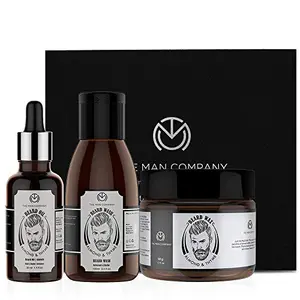 The Man Company Beard Care Kit with Beard Growth Oil Beard Wash/Shampoo Beard Wax with Almond & Thyme | 100% Natural Oil | Paraben & SLS Free