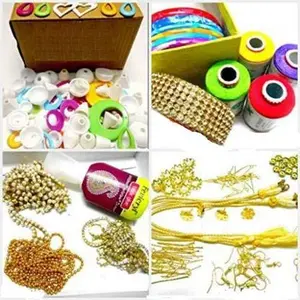 Goelx Silk Thread Jewelery-Making Fully Loaded Box with All Accessories!! - Pink Golden Maroon and Silver - Bangle Size - 2.8