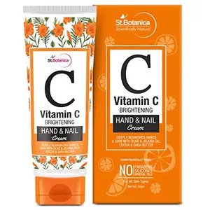 StBotanica Vitamin C Brightening Hand And Nail Cream 50g - Deeply Nourish Dry Hand & Skin With Olive & Jojoba Oils Cocoa & Shea Butter