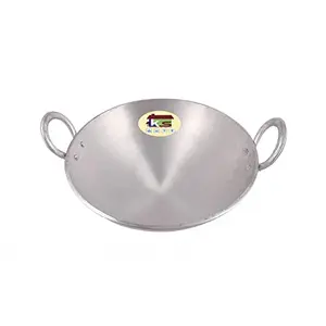 KITCHEN SHOPEE Aluminum Kadhai/Frying Pan deep Kadai for Cooking Fry Heavy Base with Handle Multipurpose Use (Silver 31 cm 12 Inch Size 4 L)