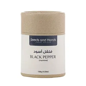 Seeds and Hands Tellicherry Special Extra Bold Black Pepper/Kali Mirch Whole (Eco-Friendly Paper Tube 120g)