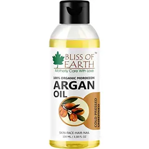 Bliss of Earth 100% Organic Moroccan Argan Oil For Face Hair & Body 100ML
