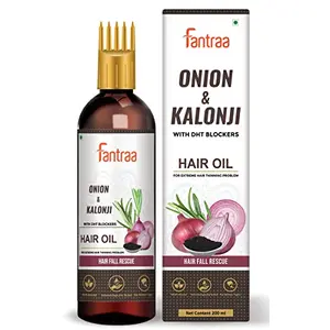 Fantraa Onion oil and Kalonji Hair oil With COMB APPLICATOR For Controls Hair Fall Rescue Hair Oil (200 ml)