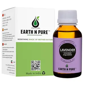 Earth N Pure Lavender Essential Oil 100% Pure Undiluted Natural & Therapeutic Grade with Glass Dropper- Aromatherapy Relaxation Skin Therapy Sleep Stress Relief Meditation Headaches (50 Ml)