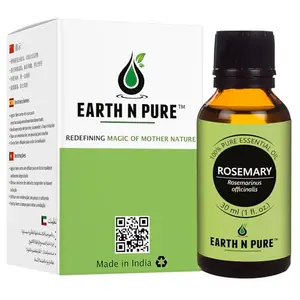 Earth N Pure Rosemary Essential Oil 100% Undiluted Natural & Therapeutic Grade with Glass Dropper- Aromatherapy DIY Relaxation Scalp Treatment Healthy Hair Growth Anti-Aging Dry Skin (30 Ml)