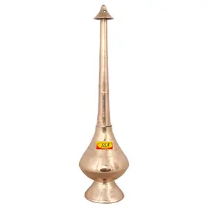 SHIV SHAKTI ARTSÂ® Brass Bottle for Gangajal and Perfume Gulab Pash Sprinklers Gangajal Spray Bottle for Pooja (Gold 10 inch)