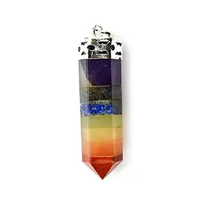 ASTRODIDI Multicolour Natural Crystal Stone 7 Chakra Pencil Pendant for Men and Women