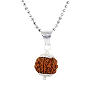 ASTRODIDI Nepali 5 Mukhi Five Face Rudraksha Pendant Locket with White Metal Capping and Chain for Men and Women