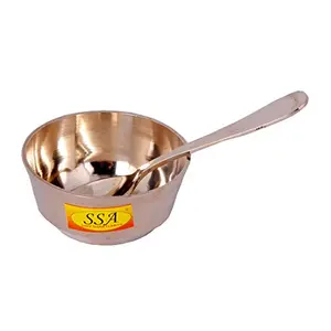 Shiv Shakti Arts Pure Bronze Kansa Bowl Katori with Spoon for Serving Food Tableware(Kansi Luxury Design Vol - 150 ML) - 1 Piece