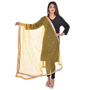 YOUTHQUAKE Women's Net Dupatta With Start and Golden Lace