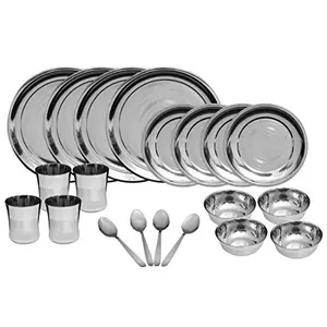 Dharam Paul Traders Stainless Steel Dinner Set for Kitchen - 20 Pieces Set.