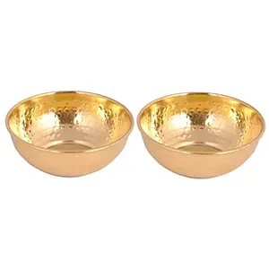 SHIV SHAKTI ARTSÂ® Brass Bowl Hammered Design Serving Bowl/ Finger BowlÂ 200 ml Each (Set of 2)