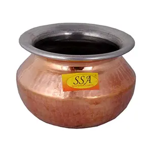 Shiv Shakti ArtsÂ® Steel Copper Handi - Punjabi & Rajasthani Design - for Serving Food(No.3-800 ML)