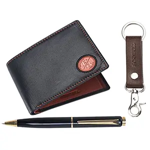 Hornbull Bill Mens Leather Wallet Black Rust Pen Modern