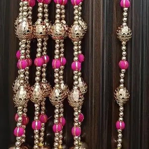 Sellplus Handmade Wall Door Lakh LattuGota Ball String with Golden Beads Hanging Torans for Home Decoration and All Festival Decoration
