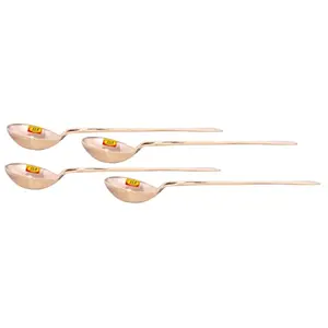 Shiv Shakti ArtsÂ® Pure Brass Plane Premium Spoon Big - 13" Inch | Donga Spoon | Ladle - for Dinnerware Serving & Cooking Purpose - 4 Piece.