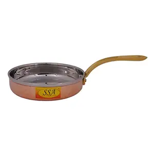 SHIV SHAKTI ARTS Hammered Steel Copper Fry Pan with Brass Handle Serving Dishes Tableware(Small 150 ml)