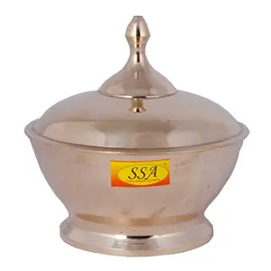 Shiv Shakti ArtsÂ® Pure Bronze Kansa Serving Donga | Bowl | Handi | Casserole for Serving Food Tableware/Serveware (Gold 700 ML)