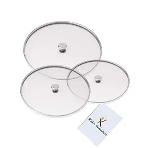Kuber Industries Stainless Steel Food Cover Set 3-Pieces Silver