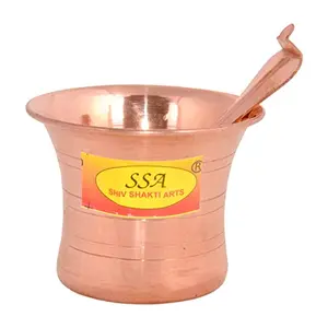 Shiv Shakti ArtsÂ® Pure Copper Puja Patra | Panch Patra | Jal Patra & Achmani Spoon Set for Poojan Purpose (Medium) (Set of 2)