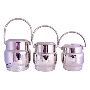 Shiv Shakti ArtsÂ® Stainless Steel Milk Can Pot Storage with Lid Ghee Can Milk Pot Oil Container Milk Barni Milk Dolu (170022002850 ML)
